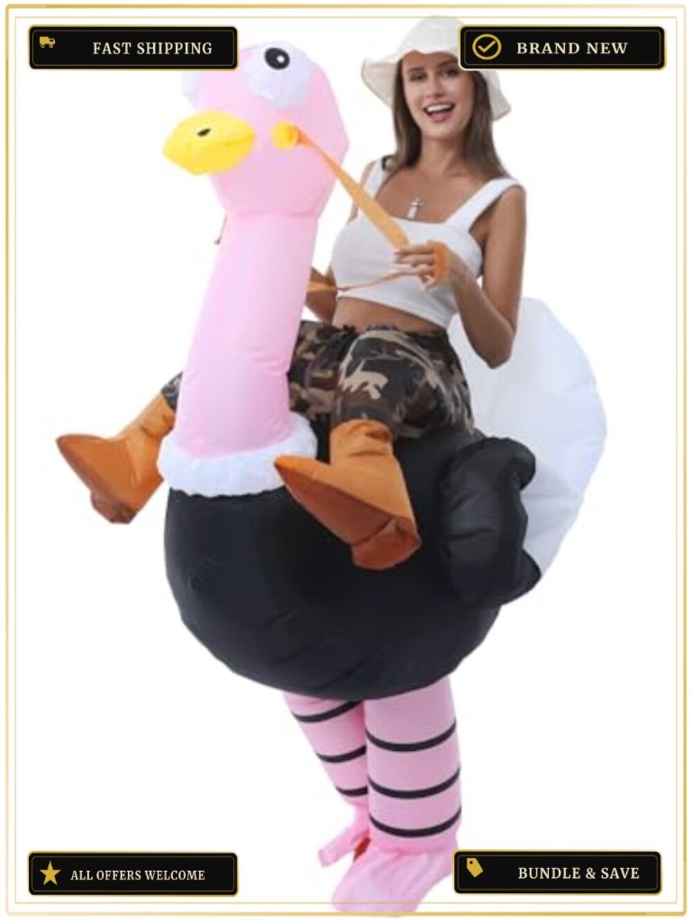 Inflatable Ostrich Costume Suit Funny Riding Blow Up Adult Cosplay